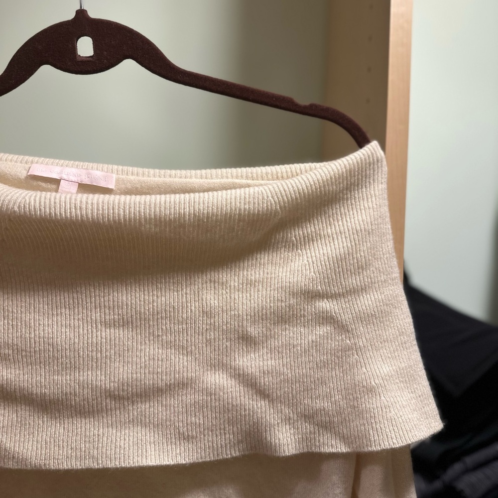The Cashmere Project - Cream Off-Shoulder Women's Cashmere Sweater